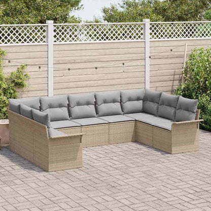 Tuin Sofa Set met opslag 9 pcs Beige poly rattan