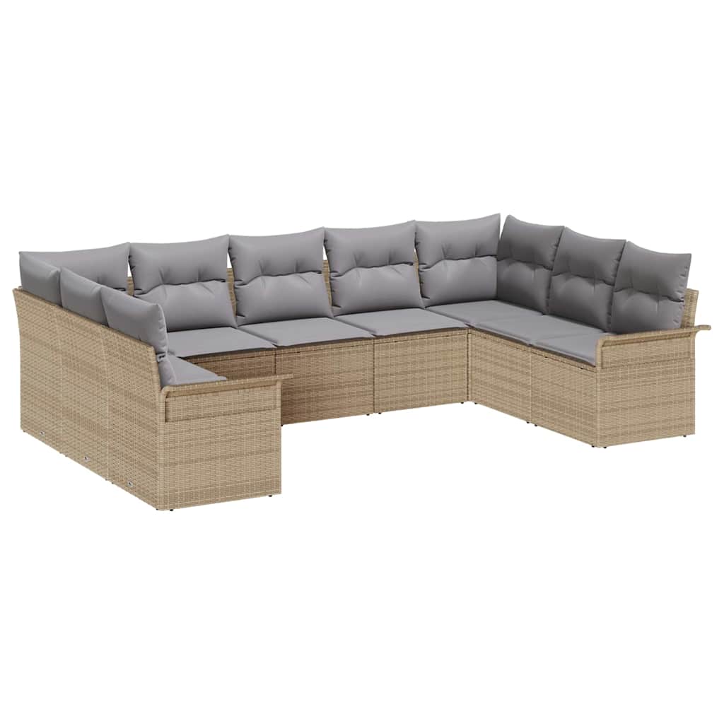 Tuin Sofa Set met opslag 9 pcs Beige poly rattan