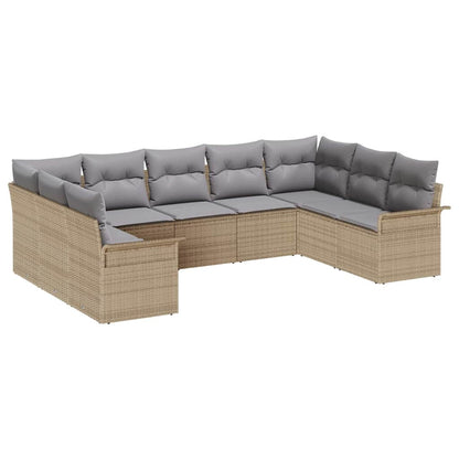 Tuin Sofa Set met opslag 9 pcs Beige poly rattan