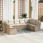 Tuinset poly rattan 9 zitplaatsen beige
