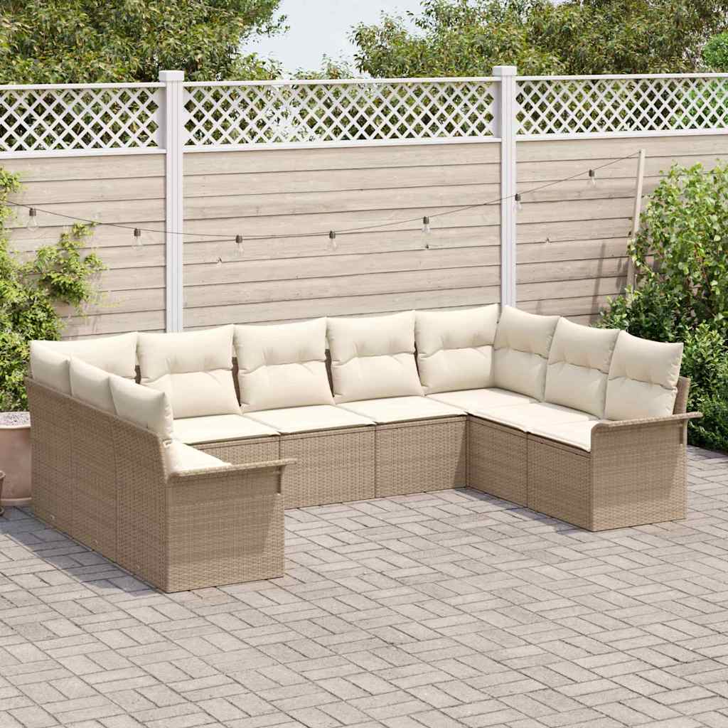 Tuin Sofa Set 9 st Beige poly rattan