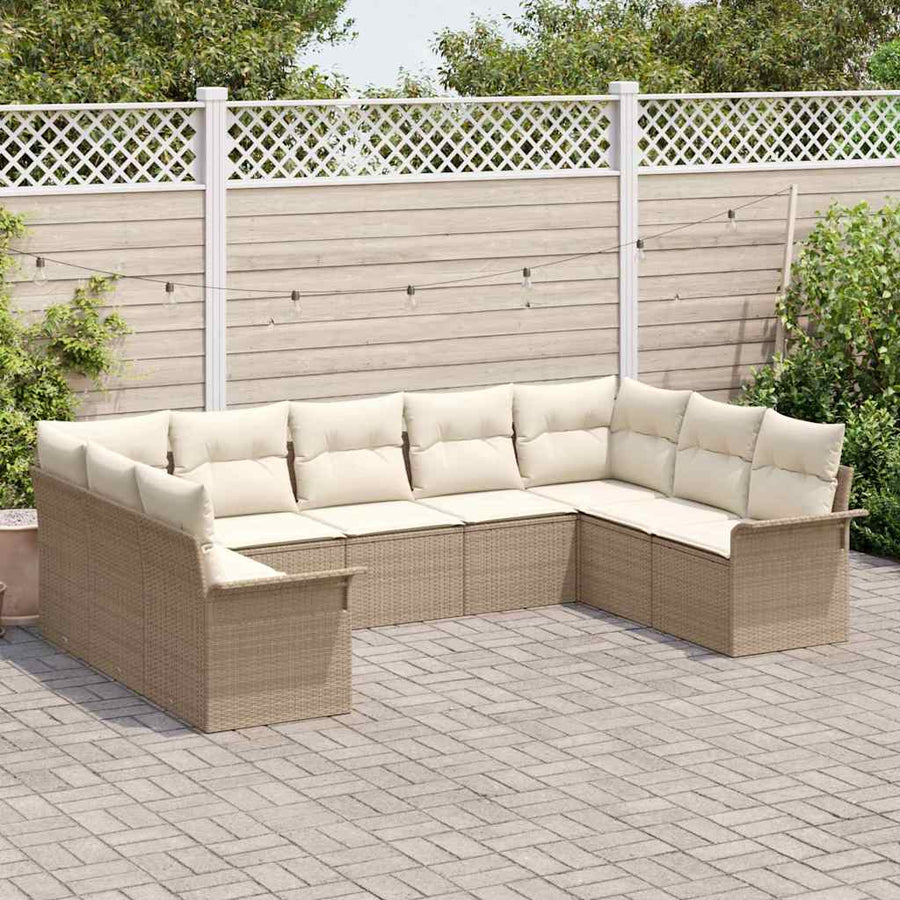 Tuin Sofa Set 9 st Beige poly rattan