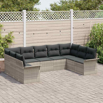 Tuin Sofa Set met opslag 9 pcs Lichtgrijs poly rattan