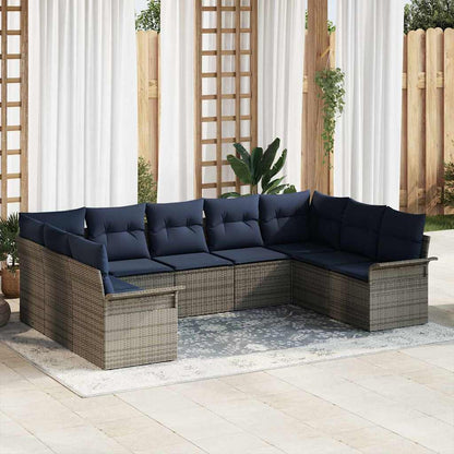 Tuin Sofa Set met opslag 9 pcs Lichtgrijs poly rattan