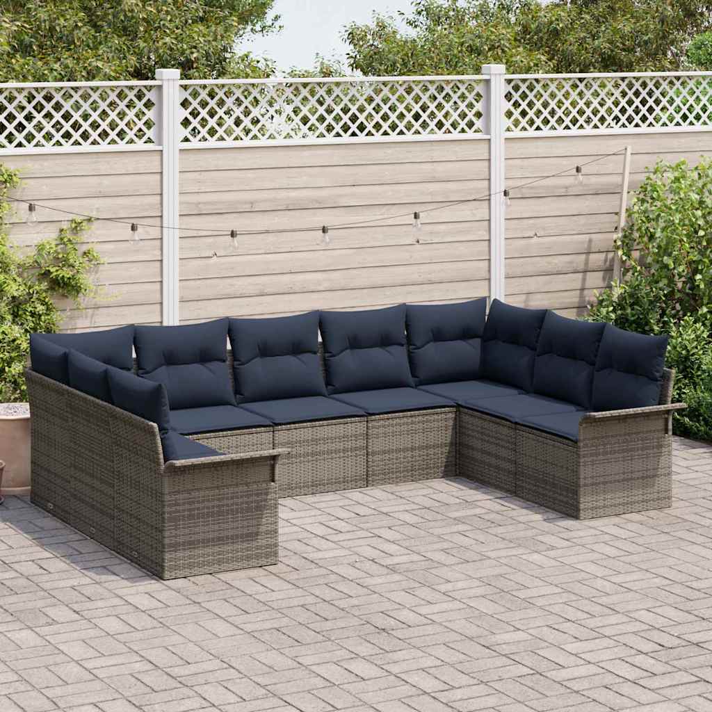 Tuin Sofa Set met opslag 9 pcs Lichtgrijs poly rattan