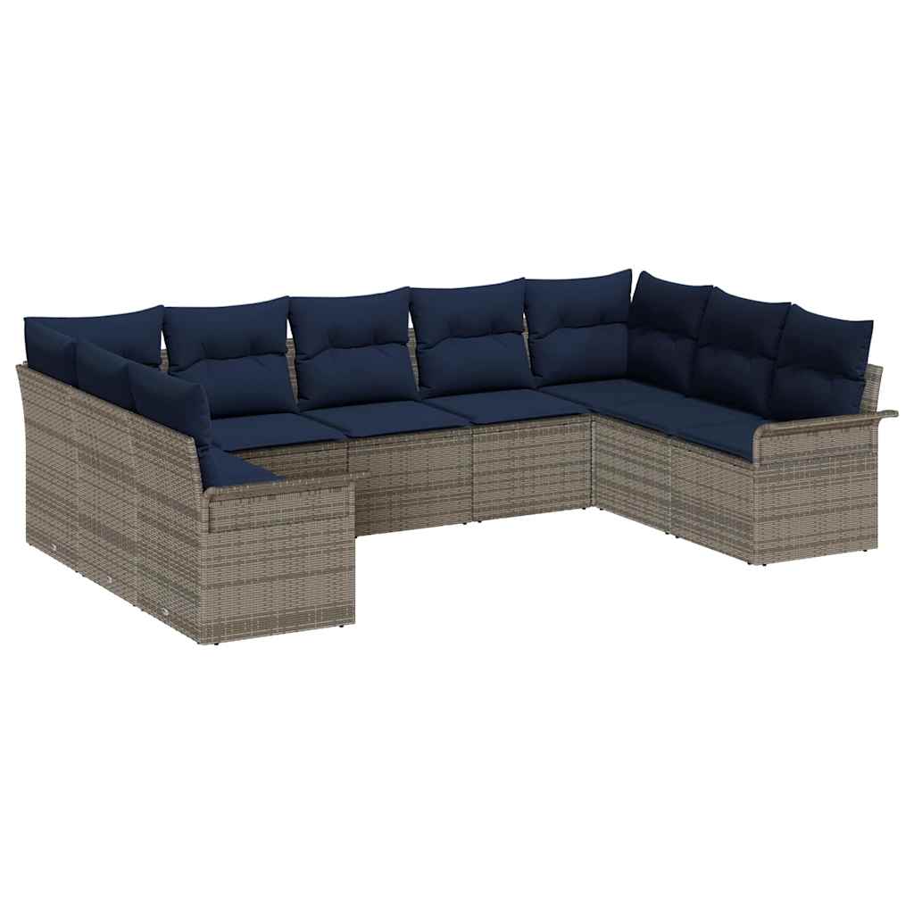 Tuin Sofa Set met opslag 9 pcs Lichtgrijs poly rattan