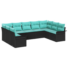 Tuin Sofa Set met opslag 9 pcs Zwart poly rattan
