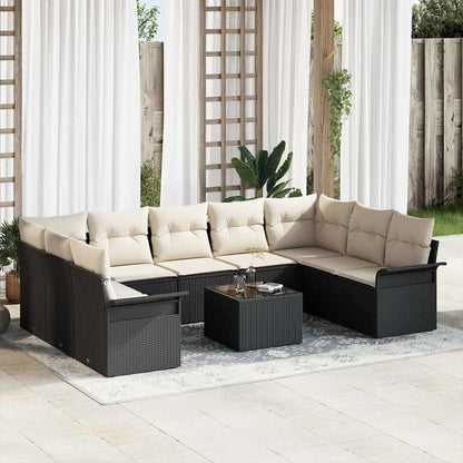 Tuin Sofa Set met opslag 10 pcs Bruin poly rattan