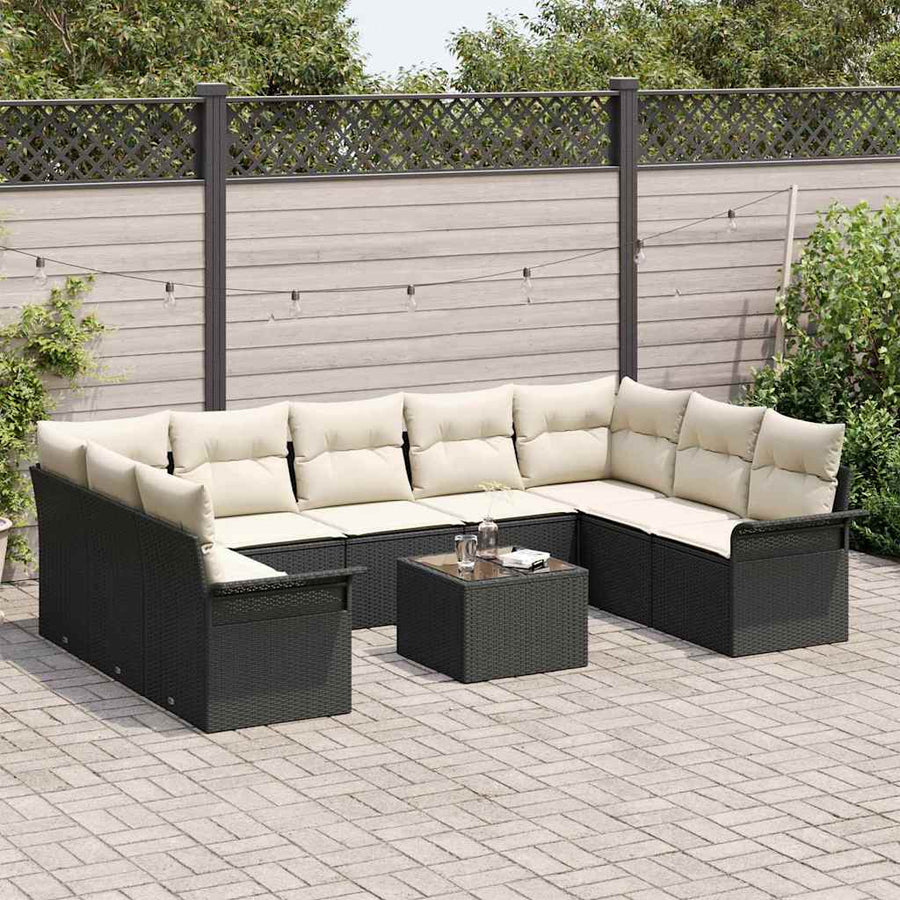 Tuin Sofa Set met opslag 10 pcs Bruin poly rattan
