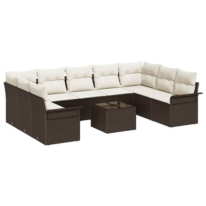 Tuin Sofa Set met opslag 10 pcs Grijs poly rattan