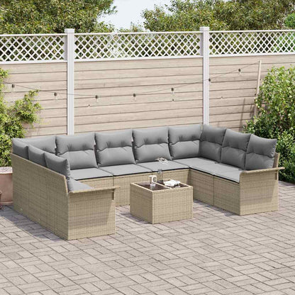 Tuin Sofa Set met opslag 10 pcs Zwart poly rattan