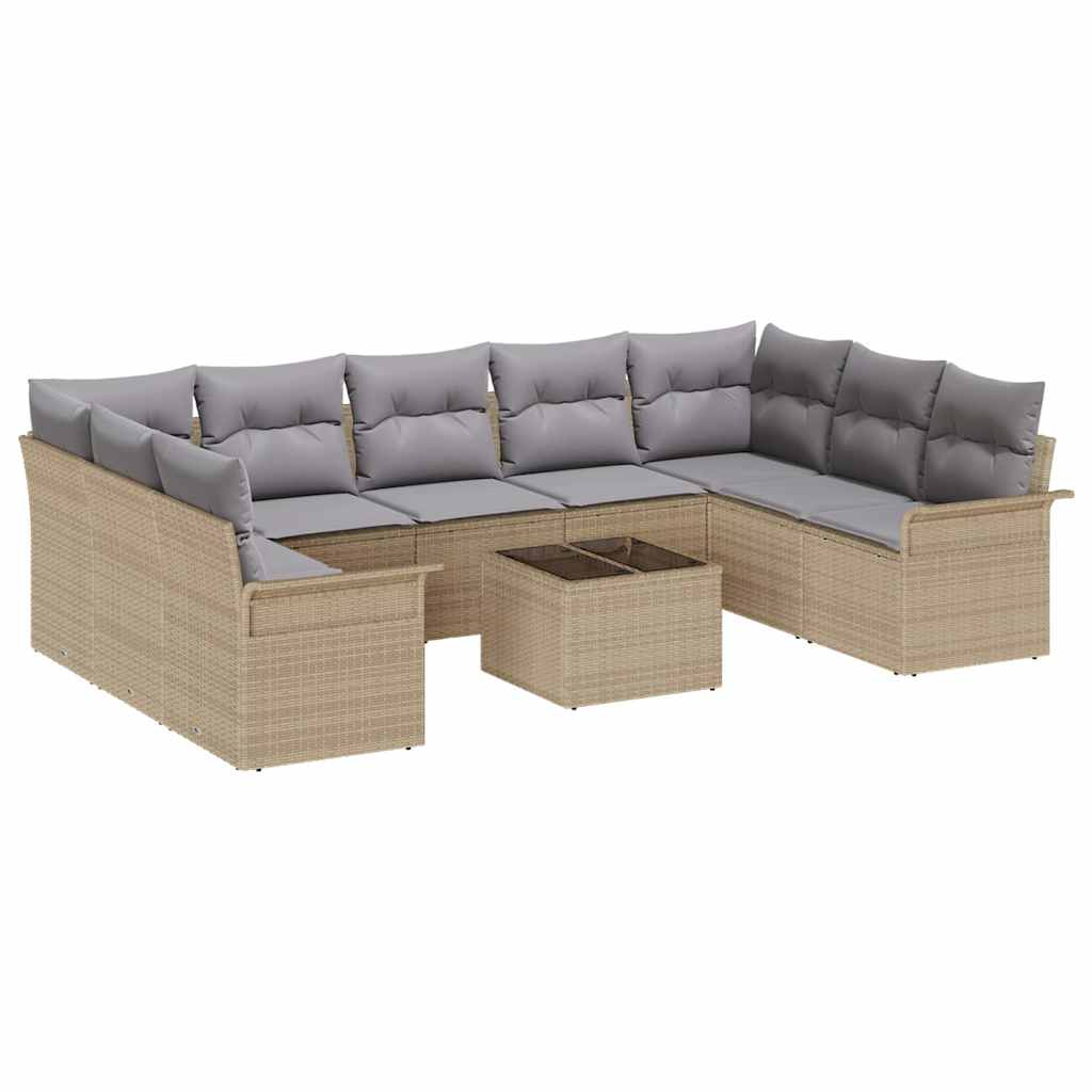 Tuin Sofa Set met opslag 10 pcs Zwart poly rattan