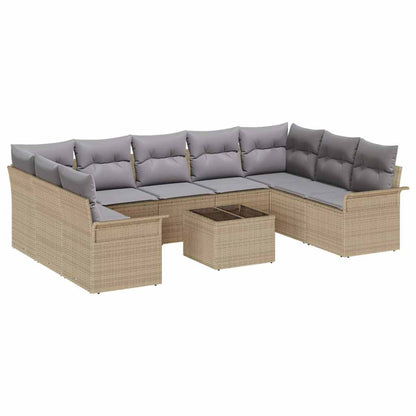 Tuin Sofa Set met opslag 10 pcs Zwart poly rattan