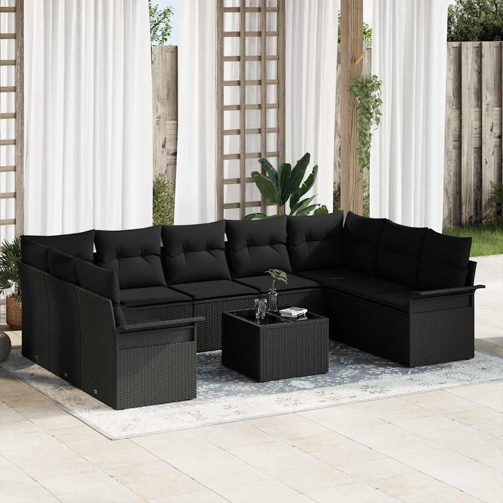 Tuin Sofa Set met opslag 10 pcs Beige poly rattan