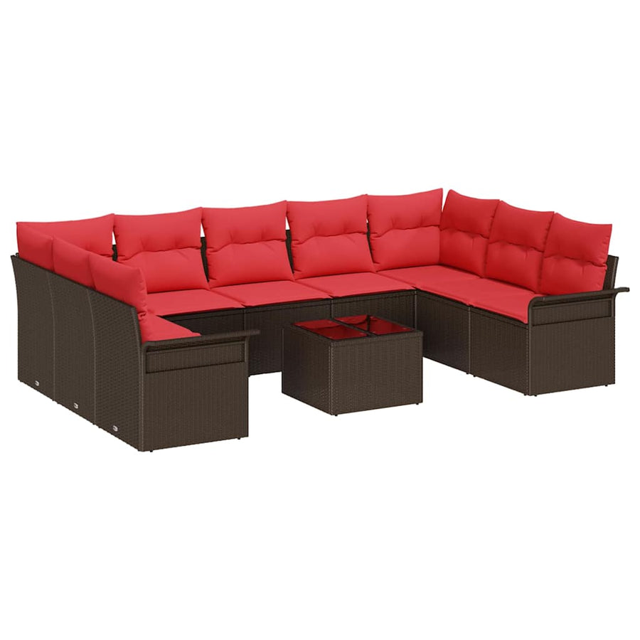 Tuin Sofa Set met kussen met opslag 10 pcs Bruin Poly riet