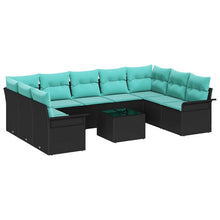 Tuin Sofa Set met kussen met opslag 10 pcs Zwart Poly riet