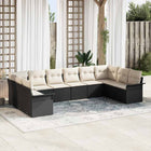 Garden Sofa Set with Storage 10 pcs Black Poly Rattan
