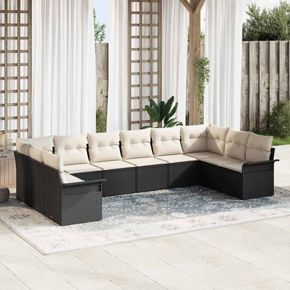 Tuin Sofa Set met opslag 10 pcs Zwart poly rattan