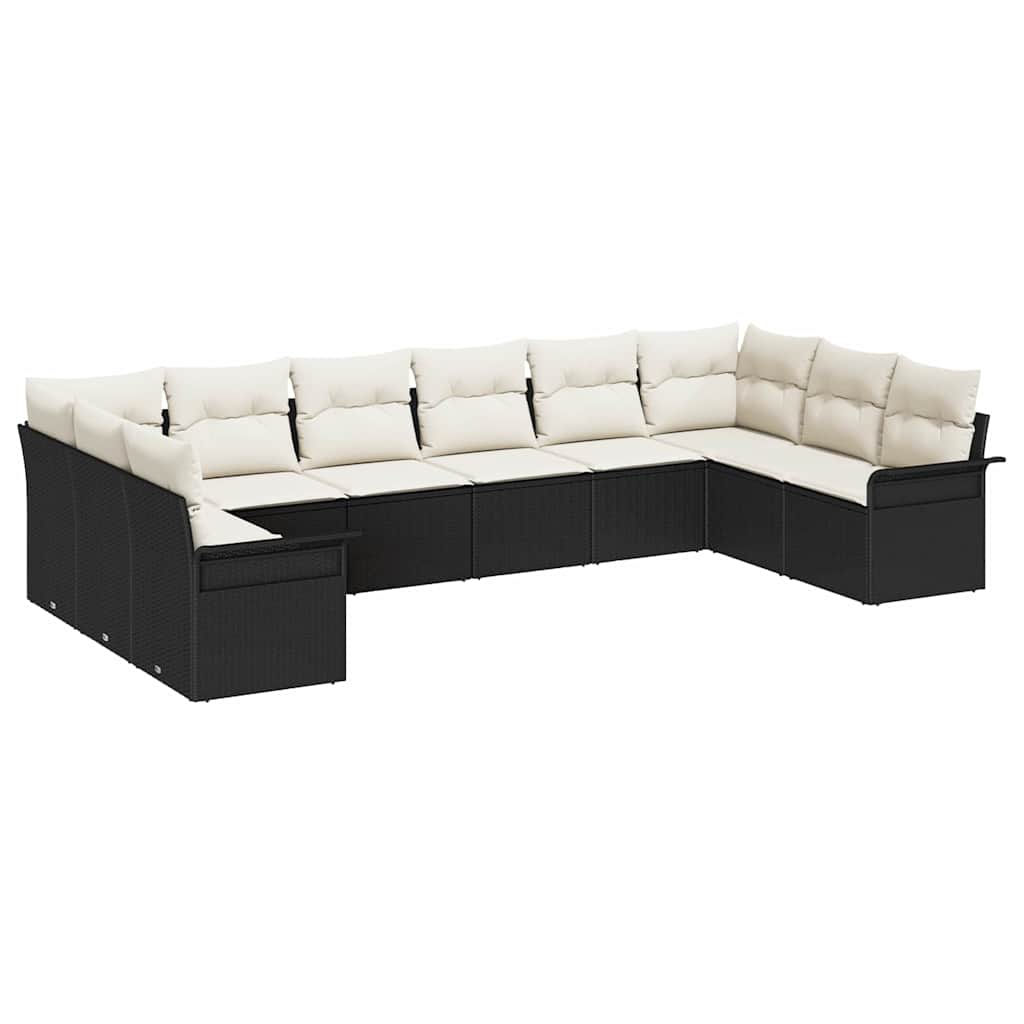 Tuin Sofa Set met opslag 10 pcs Zwart poly rattan