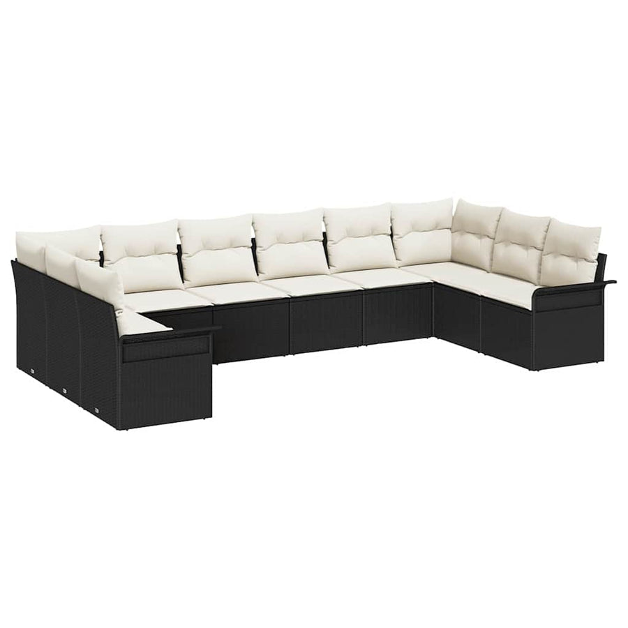 Tuin Sofa Set met opslag 10 pcs Zwart poly rattan