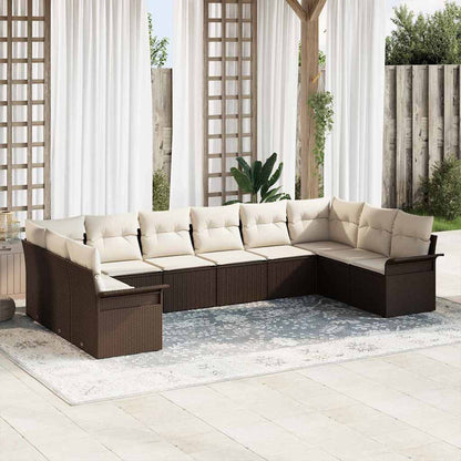 Tuin Sofa Set met opslag 10 pcs Bruin poly rattan