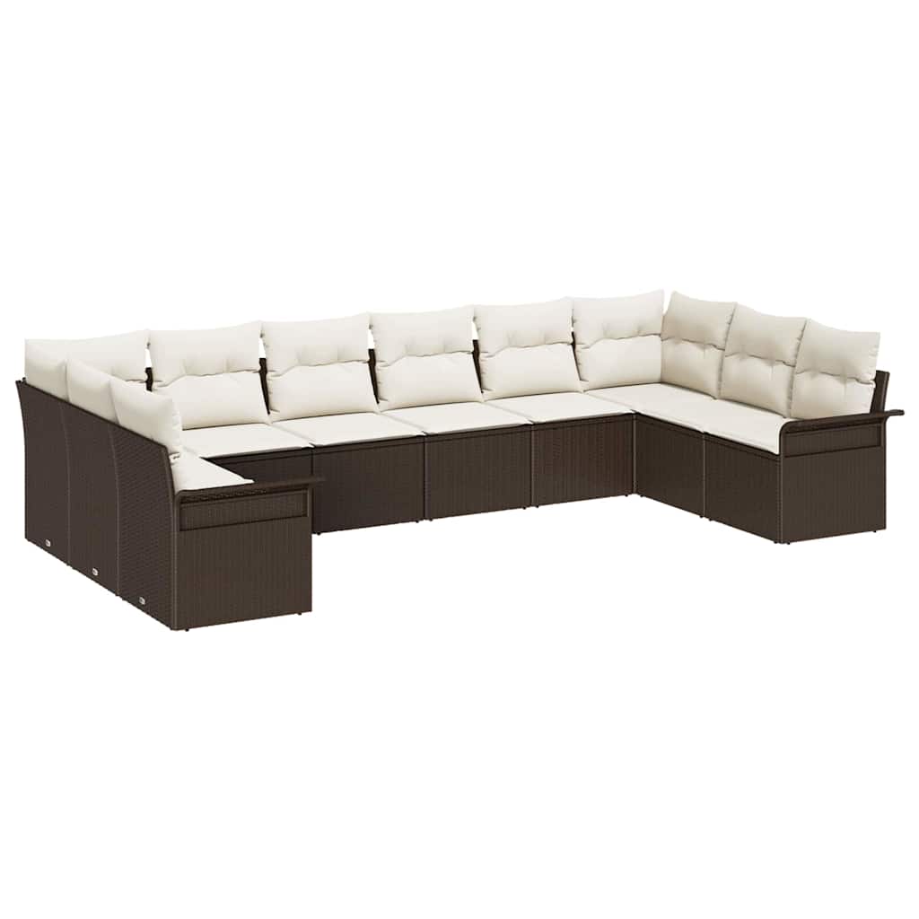 Tuin Sofa Set met opslag 10 pcs Bruin poly rattan