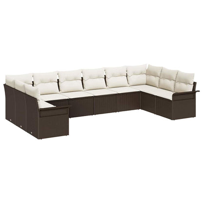 Tuin Sofa Set met opslag 10 pcs Bruin poly rattan