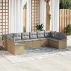 Tuinbankenset 10-delig poly rattan beige