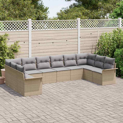 Tuin Sofa Set met opslag 10 pcs Beige poly rattan