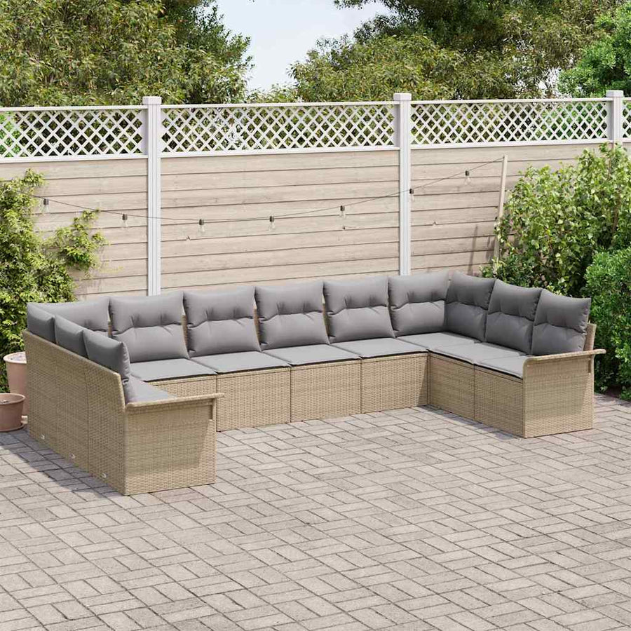 Tuin Sofa Set met opslag 10 pcs Beige poly rattan