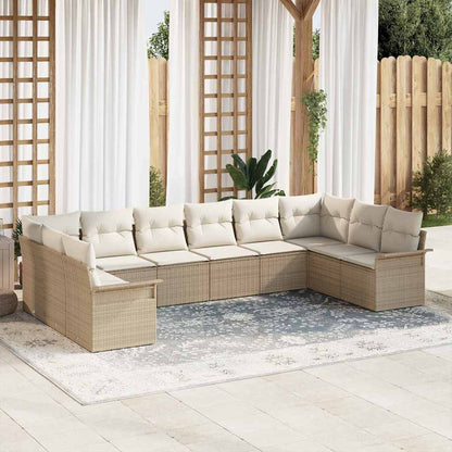 Tuin Sofa Set met opslag 10 pcs Beige poly rattan