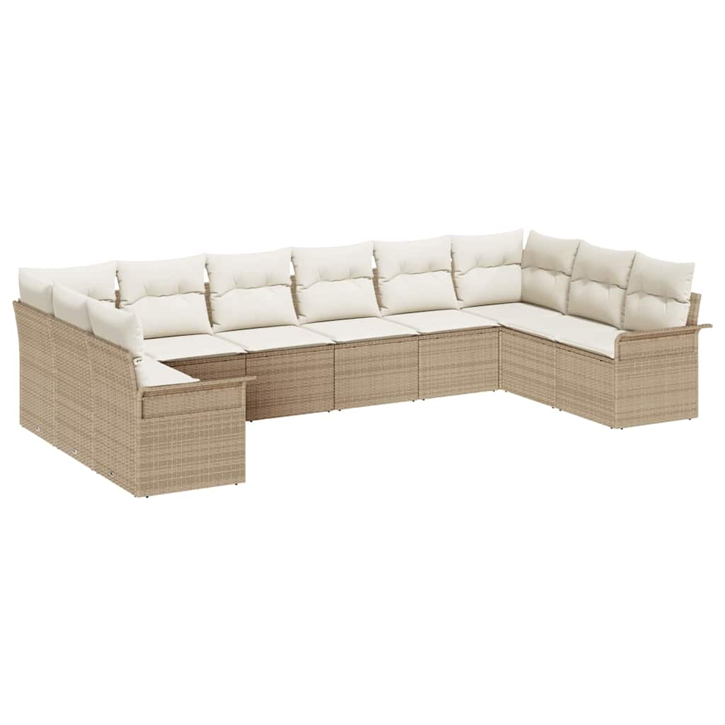 Tuin Sofa Set met opslag 10 pcs Beige poly rattan