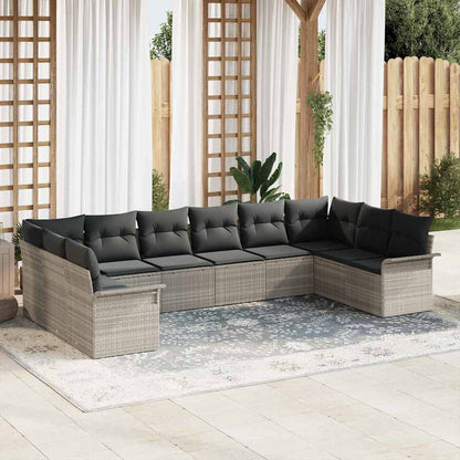 Tuin Sofa Set met opslag 10 pcs Lichtgrijs poly rattan