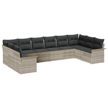 Tuin Sofa Set met opslag 10 pcs Lichtgrijs poly rattan