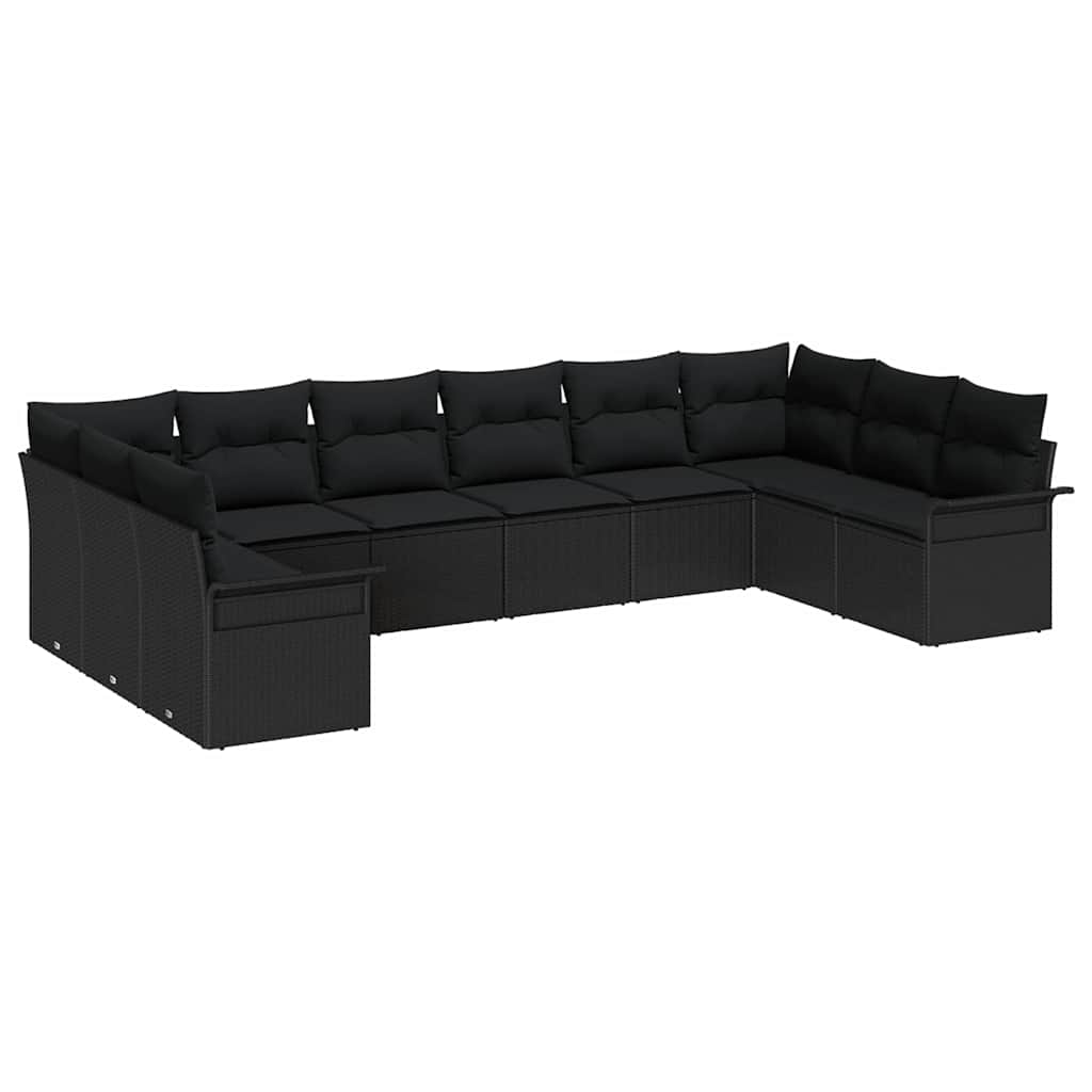 Tuin Sofa Set met opslag 10 pcs Zwart poly rattan