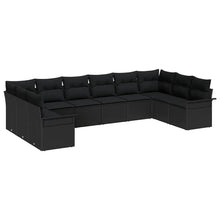 Tuin Sofa Set met opslag 10 pcs Zwart poly rattan