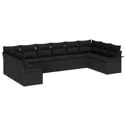 Tuin Sofa Set met opslag 10 pcs Zwart poly rattan