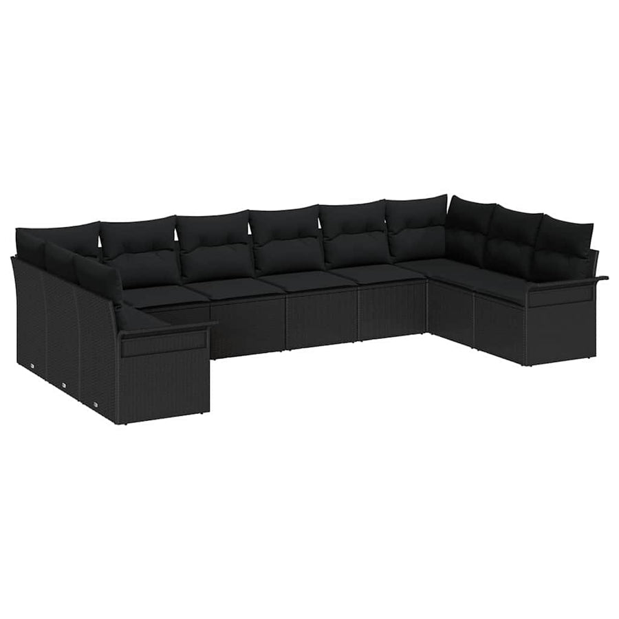 Tuin Sofa Set met opslag 10 pcs Zwart poly rattan