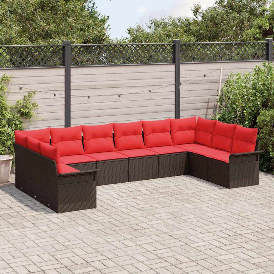 Tuin Sofa Set met opslag 10 pcs Beige poly rattan