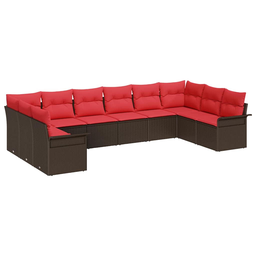 Tuin Sofa Set met opslag 10 pcs Beige poly rattan