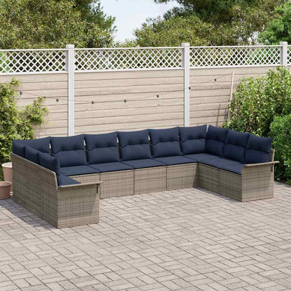 Tuin Sofa Set met opslag 10 pcs Lichtgrijs poly rattan