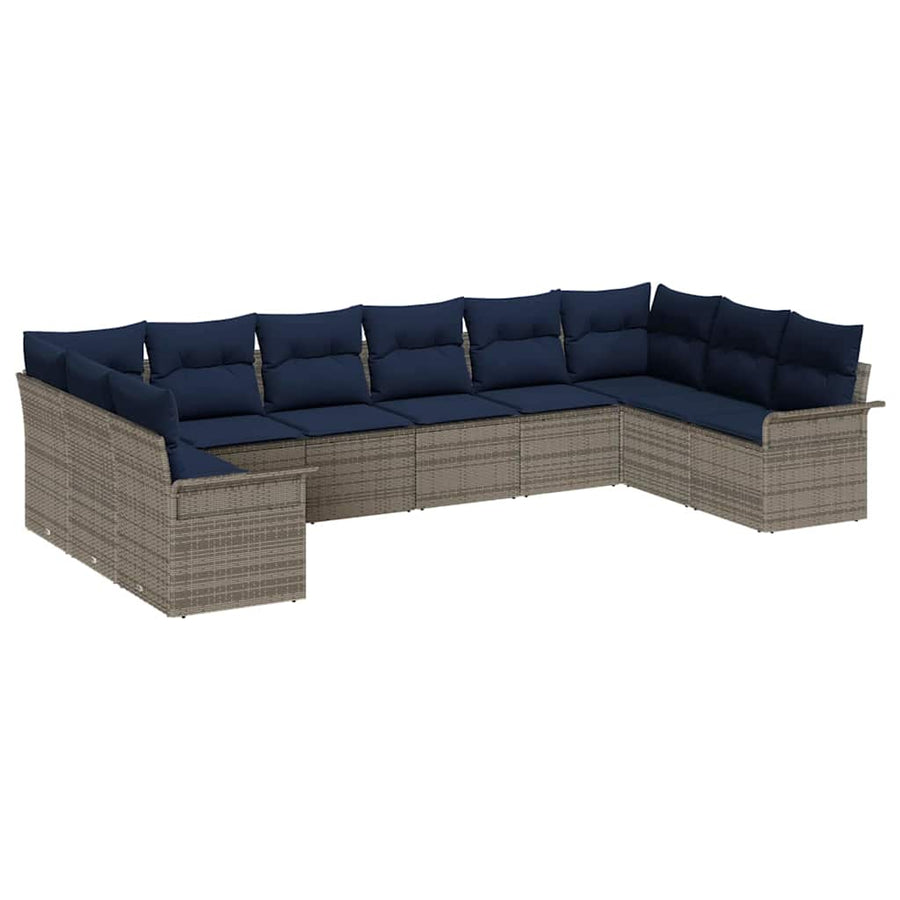 Tuin Sofa Set met opslag 10 pcs Lichtgrijs poly rattan