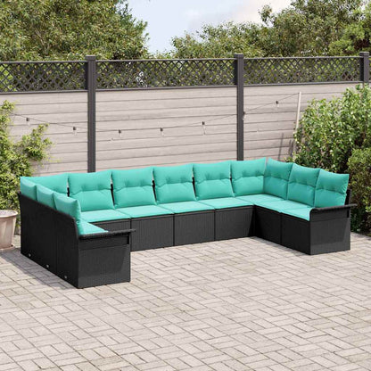 Tuin Sofa Set met opslag 10 pcs Zwart poly rattan