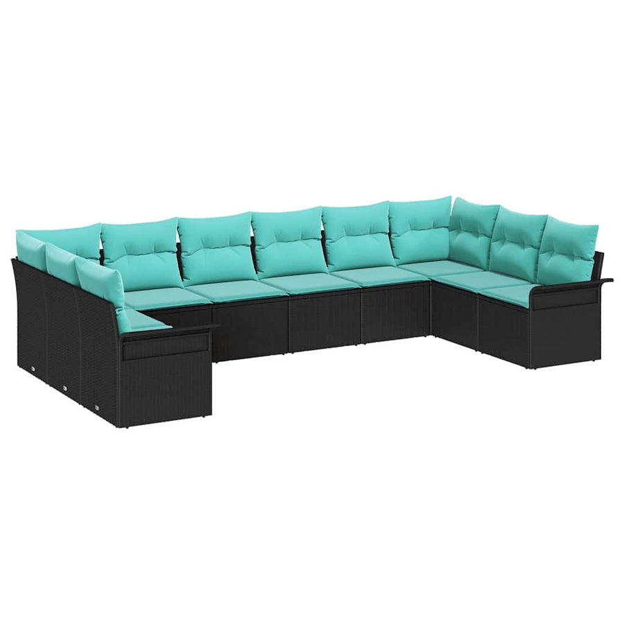 Tuin Sofa Set met opslag 10 pcs Zwart poly rattan