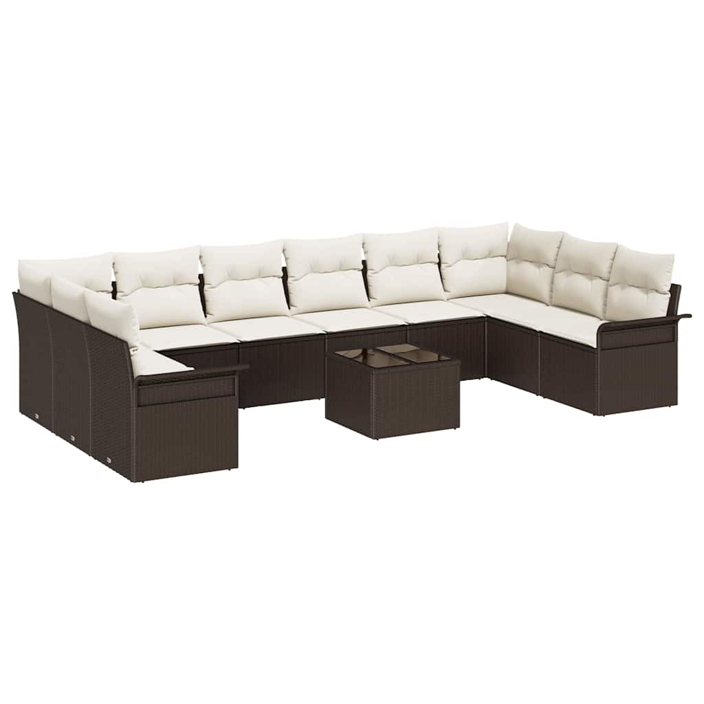 Tuin Sofa Set met kussen met opslag 11 pcs Grijs Poly riet