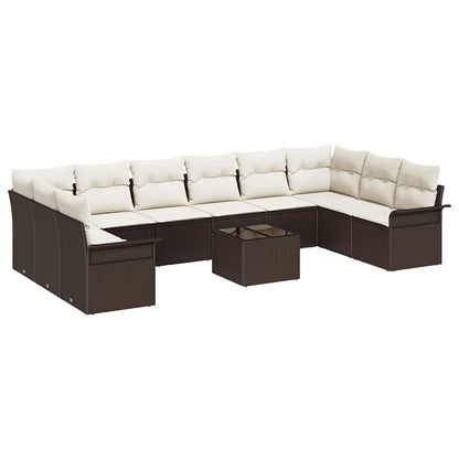 Tuin Sofa Set met kussen met opslag 11 pcs Grijs Poly riet