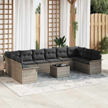 Tuin Sofa Set met opslag 11 pcs Zwart poly rattan