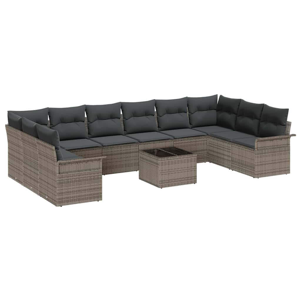 Tuin Sofa Set met opslag 11 pcs Zwart poly rattan