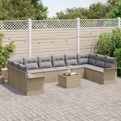 Tuin Sofa Set met opslag 11 pcs Zwart poly rattan