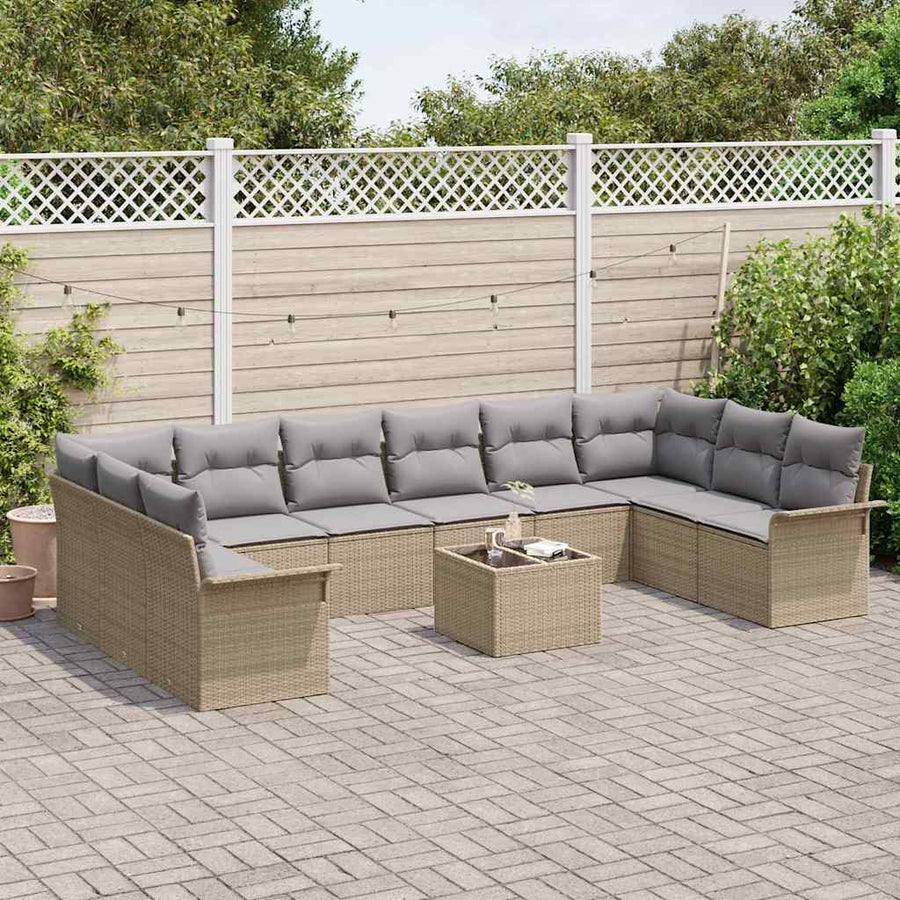 Tuin Sofa Set met opslag 11 pcs Zwart poly rattan
